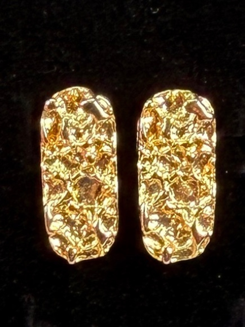 Vintage nugget goldtone Textured Stud pierced Earrings